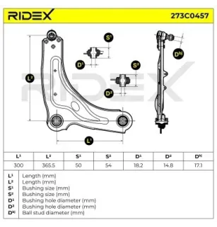 Bras de suspension pour DACIA, NISSAN, OPEL, RENAULT, VAUXHALL- 91166461 93851118