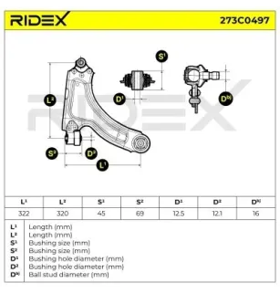 Bras de suspension pour GENERAL MOTORS, OPEL, VAUXHALL- 5352027, 93338568 93388568