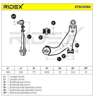 Bras de suspension pour FORD, FORD ASIA & OCEANIA, JAGUAR- C2S19368, C2S20964, C2S39662, C2S46338, C2S46699 C2S8390