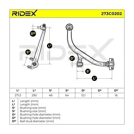 Bras de suspension pour CITROËN, OPEL, PEUGEOT VAUXHALL- 13279535