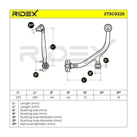 Bras de suspension pour ALFA ROMEO, CHEVROLET, CITROËN, OPEL, PEUGEOT, VAUXHALL- 13280211, 13318887, 22792991