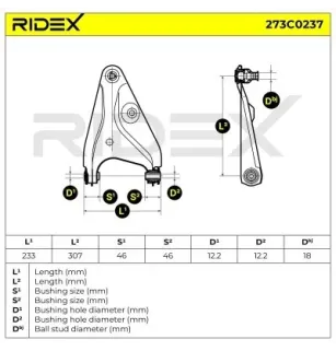 Bras de suspension pour DACIA, RENAULT- 545000794R, 545004269R, 6001547519, 6001549182, 6001550447, 6001550910 8200820918