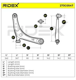 Bras de suspension pour CITROËN, MITSUBISHI, PEUGEOT- 1612448480, 3521R1 3521V0