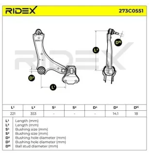 Bras de suspension pour FORD, FORD USA, OSCA, VOLVO- 31200775, 31212781, 31277344 31317662