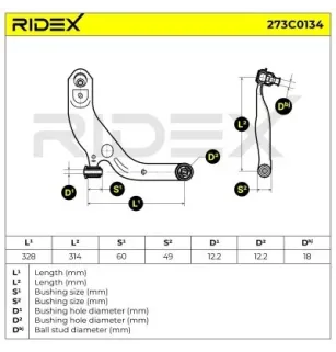 Bras de suspension pour MAZDA- B25D34300, B25D34300A, B25D34300B, B25D34300C, B25D34300D, B28V34300B, C10034300