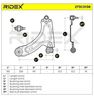 Bras de suspension pour OPEL - 352064, 352061, VAUXHALL- 13140037, 13140039, 24428977, 24449453, 352041, 352061 352064