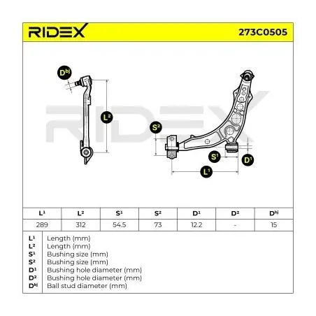 Bras de suspension pour ALFA ROMEO, FIAT, LANCIA- 4640268, 46402681, 46402683, 46429834, 46430002 7750977