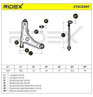 Bras de suspension pour AUDI - 1H0407151, SEAT - 1H0407151, SKODA - 1H0407151, VW- 1H0407151