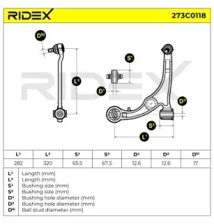 Bras de suspension pour FIAT- 50700797, 93501485