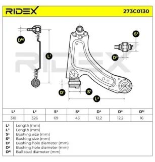 Bras de suspension pour OPEL - 352065, VAUXHALL- 13140038, 13140040, 24428978, 24449455, 352042, 352063 352065