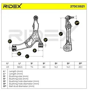 Bras de suspension pour AUDI, PORSCHE, SEAT, SKODA, VW- 7L8407152D, 7L8407152E, 7L8407152F, 7L8407152K