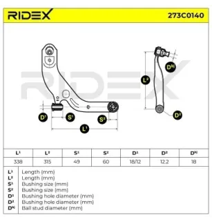 Bras de suspension pour MAZDA- B25D34350, B25D34350A, B25D34350B, B25D34350C, B25D34350D, B28V34350B, C10034350