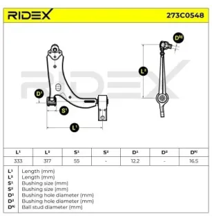 Bras de suspension pour FORD, FORD USA, MAZDA- DD3234300 DD3234300A