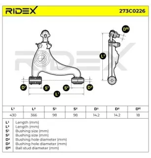 Bras de suspension pour MERCEDES-BENZ- 1243303907, 2013303907, A1243303907 A2013303907