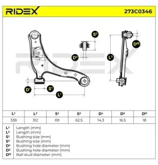 Bras de suspension pour CHRYSLER, DODGE- 5272236AC, 5272236AF, 5272236AH, 5272236AJ, 5272236AK, 5272236AL 5272236AM