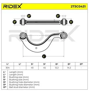 Bras de suspension pour AUDI, CUPRA, SEAT, SKODA, VW- 1K0505323G, 1K0505323H, 1K0505323M, 1K0505323N, 1K0505323D