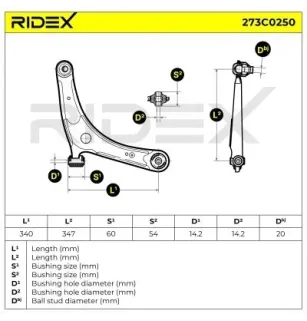 Bras de suspension pour CITROËN, MITSUBISHI, PEUGEOT- 1612448380, 3520V0 3520X9