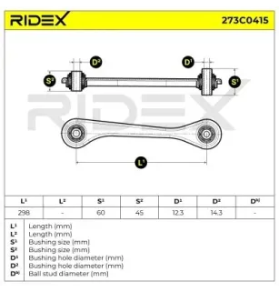 Bras de suspension pour AUDI - 1K0501529F, 1K0501529E, SEAT - 7N0501529, VAG - 1K0501529F, 1K0501529E, VW- 7N0501529