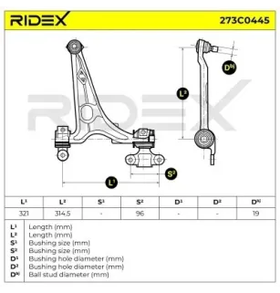 Bras de suspension pour CITROËN, FIAT, LANCIA - 1497407080, 1401239480, PEUGEOT - 3521S0, 3521N9, TOYOTA- SU001A0993