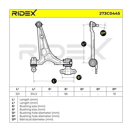 Bras de suspension pour CITROËN, FIAT, LANCIA - 1497407080, 1401239480, PEUGEOT - 3521S0, 3521N9, TOYOTA- SU001A0993