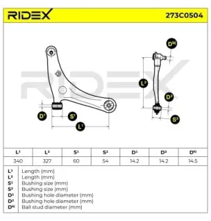 Bras de suspension pour MITSUBISHI, SMART- 4543300807, 4543302007, 4543302607, A4543300807, A4543302007 A4543302607