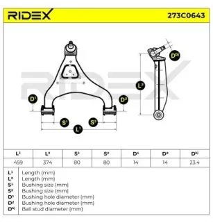 Bras de suspension pour CHRYSLER, MERCEDES-BENZ, VW- 2D0407022, 2D0407022B, 9013301907 9013302507