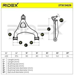 Bras de suspension pour AEBI, AUDI, CHRYSLER, MERCEDES-BENZ, SEAT, SKODA, VAG, VW- 2D0407021, 2D0407021B 9013301807