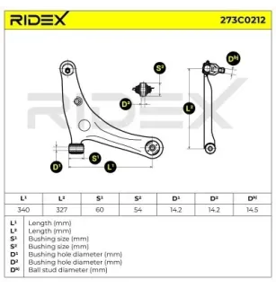 Bras de suspension pour MITSUBISHI, SMART- 4543300707, 4543300907, 4543301907 A4543300707