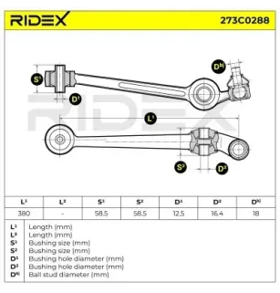 Bras de suspension pour AUDI- 431407155A, 437407151A, 437407155A, 441404155S, 443407151B 443407155B