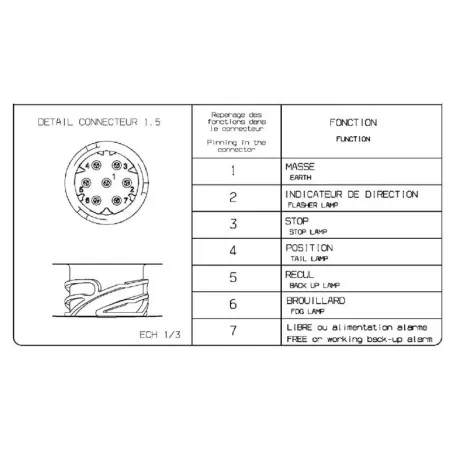 LC9 - Feu arrière Gauche, EPP, conn AMP 1.5 - 7 voies latéral vignal 159010