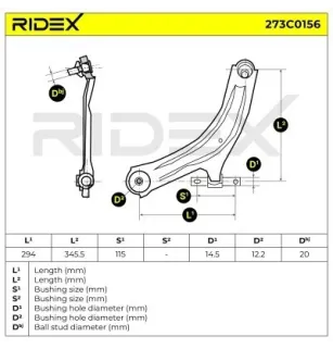 Bras de suspension pour NISSAN - 54501JG00B, 54501JG00A, 54501JG001, 54501JG000, RENAULT- 54501JY00A 545055212R