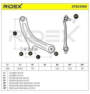 Bras de suspension pour HERO, NISSAN - 54500JG00B, 54500JG00A, 54500JG000, 54500JD000, RENAULT- 54500JY00A 545040445R