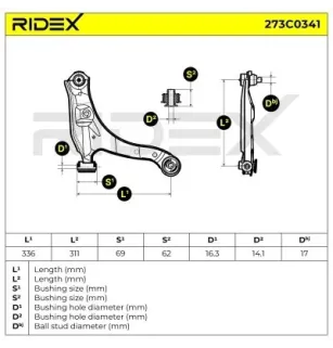 Bras de suspension pour CHRYSLER, DODGE, FIAT / LANCIA- K04656731, K04656731AH, K05272237, K05272237AB, K05272237AC