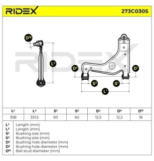 Bras de suspension pour GENERAL MOTORS, OPEL, SAAB, VAUXHALL- 24428208, 5352005, 90496039, 90498375 90498735