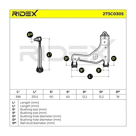 Bras de suspension pour GENERAL MOTORS, OPEL, SAAB, VAUXHALL- 24428208, 5352005, 90496039, 90498375 90498735