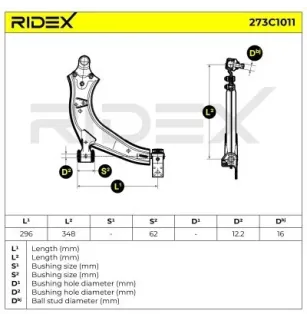 Bras de suspension pour CITROËN, PEUGEOT- 1614447180, 1614447380, 1614447780, 352155, 352156, 352168, 352169, 352178