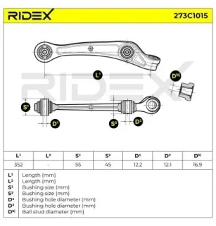 Bras de suspension pour AUDI - 8K0407151G, AUDI (FAW) - 8KD407151B, PORSCHE - PAC407151, 8K0407151F, VW- 8K0407151G