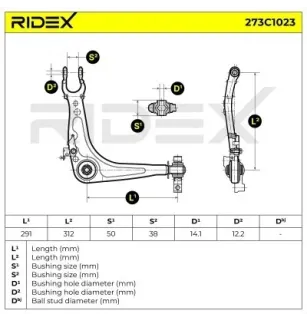 Bras de suspension pour CITROËN - 3521S4, PEUGEOT- 3521J6, 3521J7, 3521L2, 3521Q0 3521S5