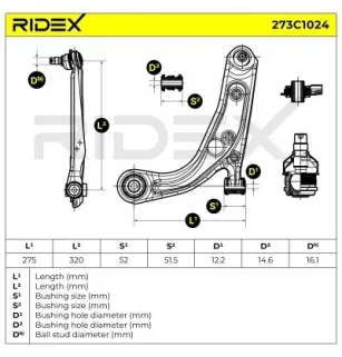 Bras de suspension pour FIAT- 51849602, 51928536, 51957401 52013960