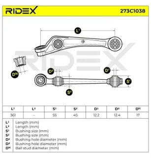 Bras de suspension pour AUDI - 8K0407152G, AUDI (FAW) - 8KD407152B, PORSCHE - PAC407152, 8K0407152F, VW- 8K0407152G