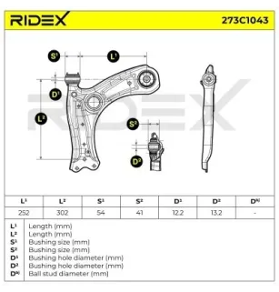 Bras de suspension pour AUDI, SEAT, SKODA - 6RD407151, 6R0407151E, SKODA (SVW), VW- 6R0407151, 6R0407151E 6RD407151