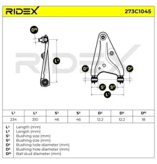 Bras de suspension pour DACIA, OSCA, RENAULT- 545001064R, 545004529R, 545006623R 545007106R