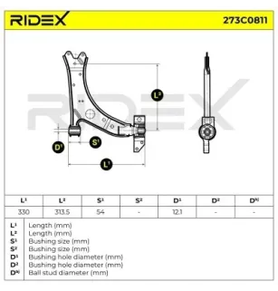 Bras de suspension pour AUDI, SEAT, SKODA, VAG - 1K0407151AA, VW- 1K0407151N, 1K0407151AH 1K0407151BD