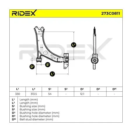 Bras de suspension pour AUDI, SEAT, SKODA, VAG - 1K0407151AA, VW- 1K0407151N, 1K0407151AH 1K0407151BD