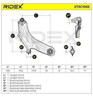 Bras de suspension pour MERCEDES-BENZ - A4153300300, 4153300300, RENAULT- 8200586561