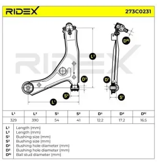 Bras de suspension pour SEAT - 1H0407151AS1, 1H0407151A, VW- 1H0407151A 1H0407151AS1