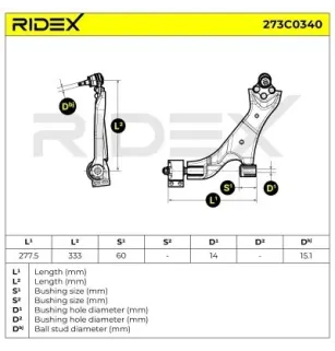 Bras de suspension pour CHEVROLET, DAEWOO, OPEL, VAUXHALL- 20946158, 25995128, 4802541, 96626235 96819161