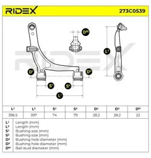 Bras de suspension pour GENERAL MOTORS, NISSAN, OPEL, RENAULT VAUXHALL- 93192690