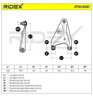 Bras de suspension pour DACIA, RENAULT- 545011362R, 6001547520, 6001549181, 6001550446, 6001550909 8200820930