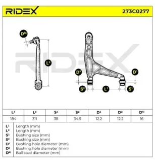 Bras de suspension pour CITROËN, OPEL, PEUGEOT VAUXHALL- 90335042